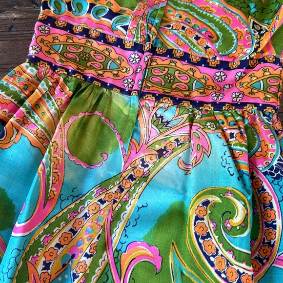 Vintage Keyloun (?) Bright 70’s psychedelic paisley maxi dress. Small - Picture 11 of 12
